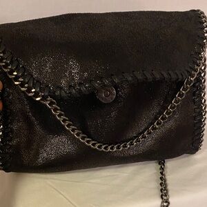 Black Chain-Embellished Women's Bag